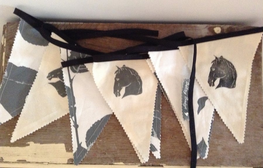 Hand printed horse bunting