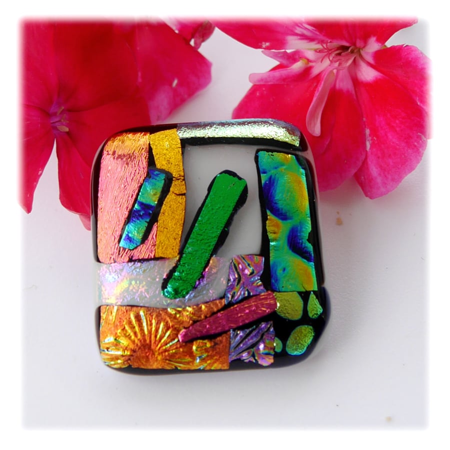 Patchwork Dichroic Glass Brooch 052 Handmade 