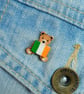 Ireland Flag Bear Pin, Handmade Teddy Brooch, Irish Gift, Wooden Bear Pin - Image 3