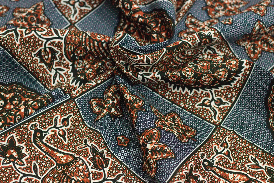 brown & blue African ankara geometric wax printed 100% cotton fabric sold