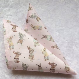 Liberty Lawn handkerchief. Cotton handkerchief.  Bunnies.