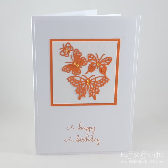 Handmade birthday card - butterfly cluster