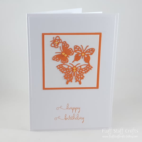 Handmade birthday card - butterfly cluster