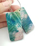 Rectangular shaped wooden earrings with a printed scribble effect design - Image 4