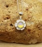 Tiny Opal flower pendant. 14th anniversary. October birthstone. - Image 1