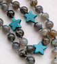 Labradorite and turquoise howlite star knotted cord necklace  - Image 2