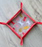 Quilted Fabric storage box with Cats and Coral Fabric - Image 2
