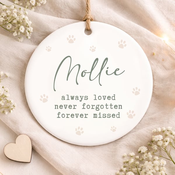 Personalised Pet Memorial Ornament – Always Loved Never Forgotten Keepsake