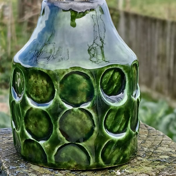 Small green bud vase