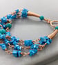 Unisex Sleeping Beauty Turquoise Gemstone Chip & Copper Twisted Bracelet - Image 1