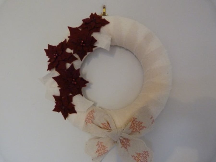 Red Poinsettia and Calico Christmas Wreath Wall... - Folksy