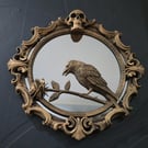 Gothic Crow and Rose Glass Mirror 19cm Frame