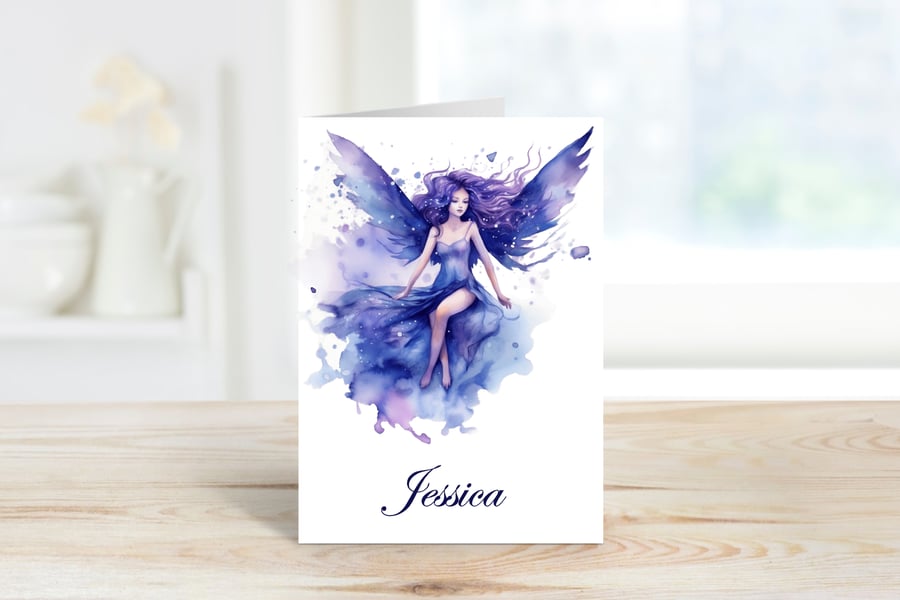 Personalised Celestial Fairy Greeting Card. Design 4