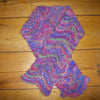Hand Knit  Scarf in Pinks, Purples and Green