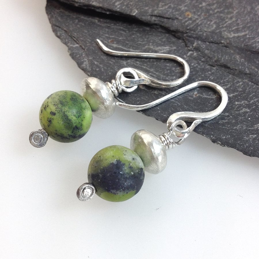 green chrysoprase and sterling silver earrings
