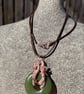 Wire wrapped jade green donut pendant - Image 3