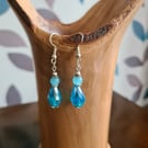 Blue beaded dangle earrings 