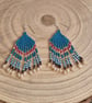 Sterling silver beaded fringe earrings, boho fringe, festival (EAR-0004)