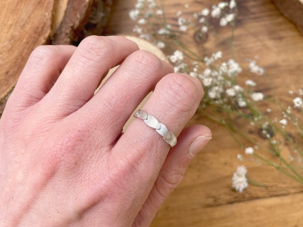 Handmade Silver Petal Echo Ring,