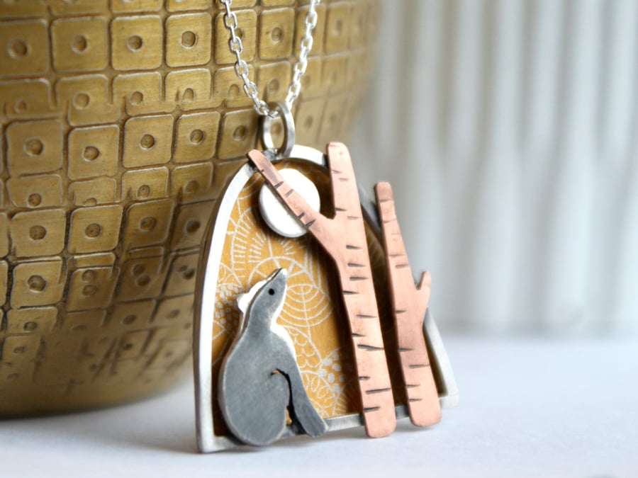 Badger and moon statement necklace