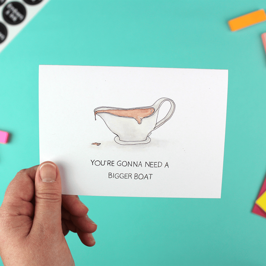 You're Gonna Need a Bigger Boat  Movie Quote Illustration - A6 Greeting Card