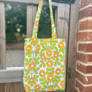 Retro floral beach tote with waterproof lining