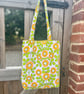 Retro floral beach tote with waterproof lining