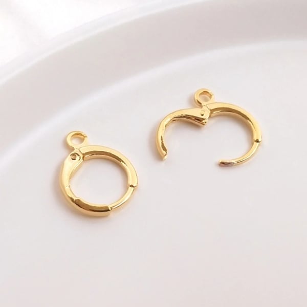 (EK71) 10 pcs, 14mm Gold Plated Earrings Hoop Findings 