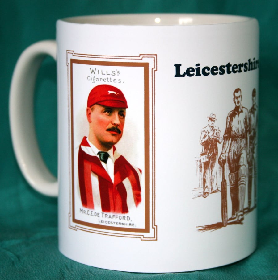 Cricket mug Leicestershire 1901 county players vintage design mug