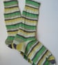 Hand-cranked Knitted Ribbed Wool Socks Size 8 to 9 - Image 2