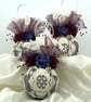 Lilac and Blue Christmas Bauble with Embroidered Lace and Flowers - Image 7