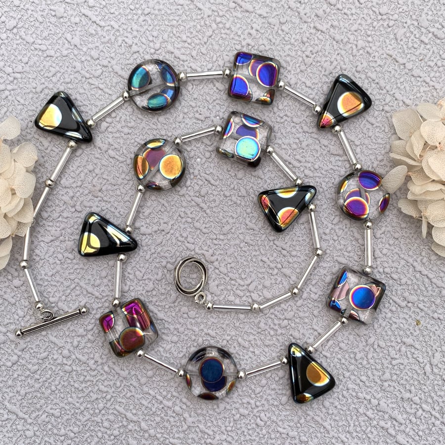 Czech Glass Bead and Silver Necklace Set