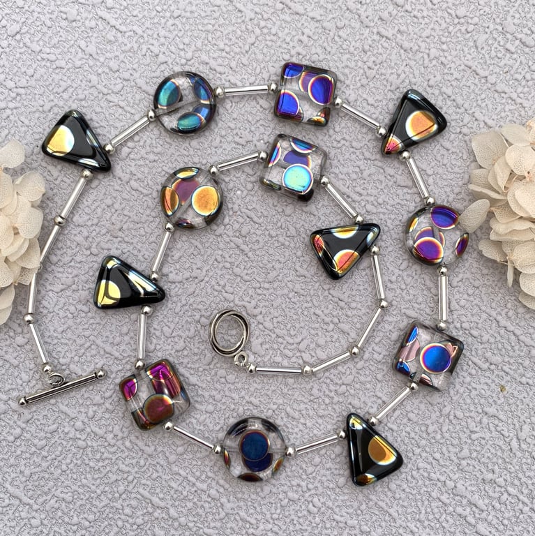 Czech Glass Bead and Silver Necklace Set