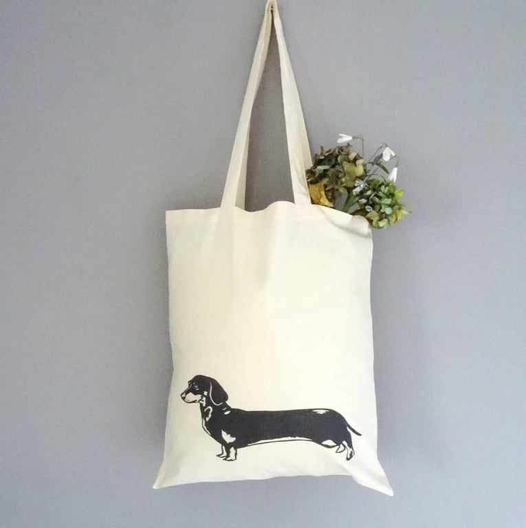 Dachshund Tote Bag - Re-Usable Cotton Shopping Bag, Dachshund Mum Dad