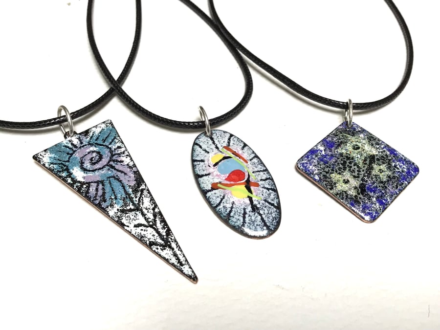 ‘Perfectly Imperfect’ Enamelled Pendants - Selection of Three Pendants (No.3)