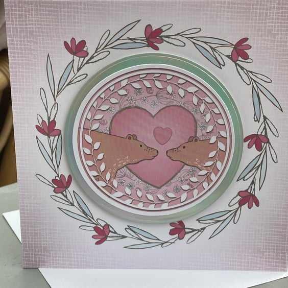 Cute and quirky bears kissing I love you anniversay card