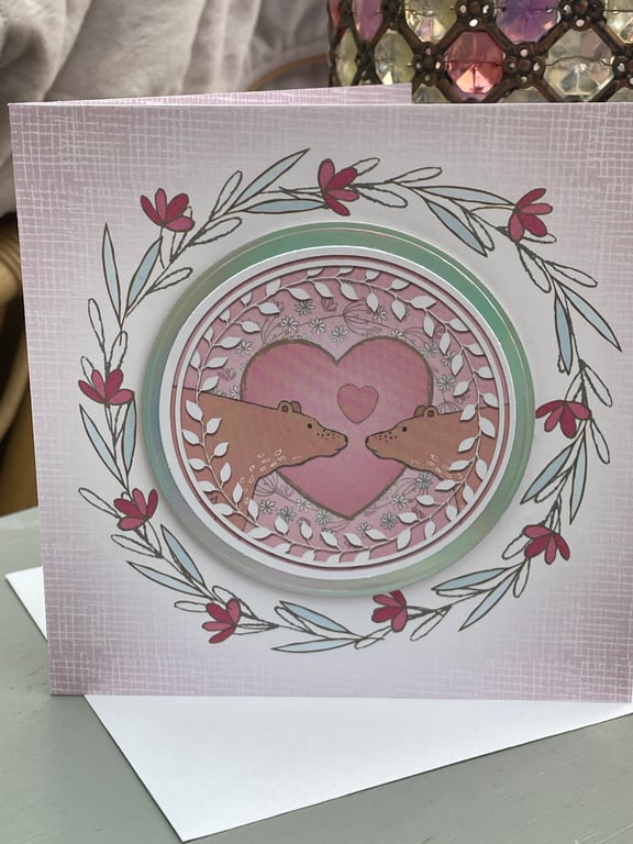 Cute and quirky bears kissing I love you anniversay card