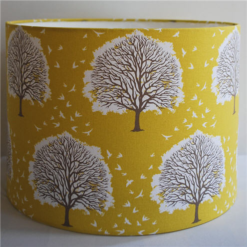 Handmade Drum Lampshade In Joel Dewberry's Majestic Oak Fabric - Lamp Fitting