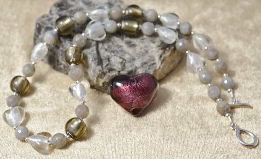 Murano Glass & Labradorite Necklace