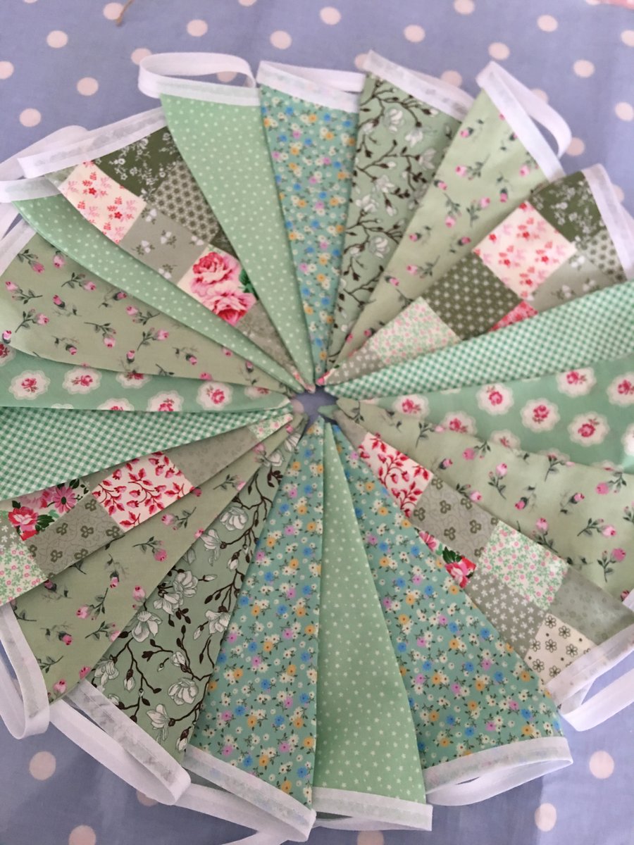 Green  Bunting in  cotton fabrics 