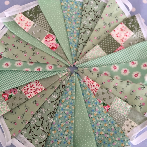 Green  Bunting in  cotton fabrics 