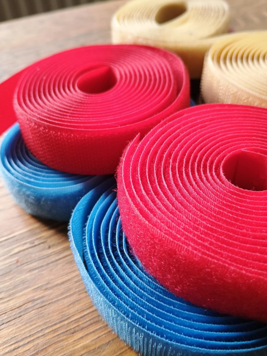 Hook and Loop Tape sew-on 20mm - Red and Blue (4metres)