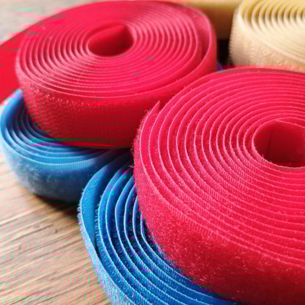 Hook and Loop Tape sew-on 20mm - Red and Blue (4metres)