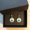 Enamel & crystal disc on sterling silver post earrings 