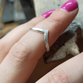 Wishbone stacking wedding ring with satin finish