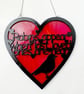 Stained Glass Heart with Robin quote hanging suncatcher ornament