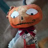Pumpkin headed one of a kind art doll, primitive style, Halloween doll