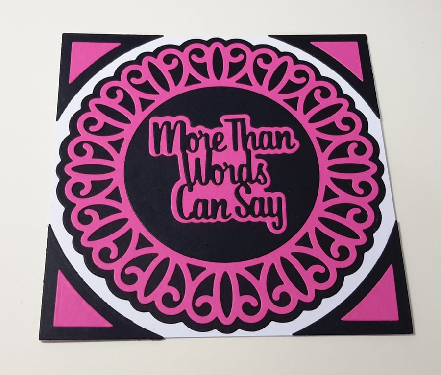 More Than Words Can Say Greeting Card - Pink And Black