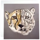 Cheetah and Snow Leopard Greeting Card – Blank Inside Big Cat Art