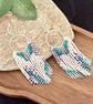 Beadwork hoop fringe earrings in in pale blue, pink and white - Image 1